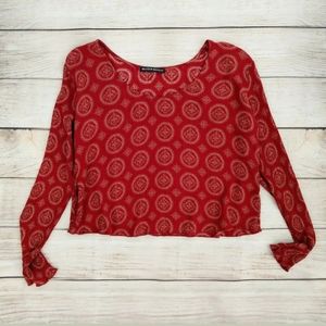Brandy Melville medallion red long sleeve rare top